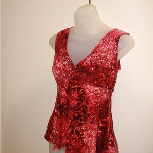 Rave Red Patterned Sleeveless Blouse